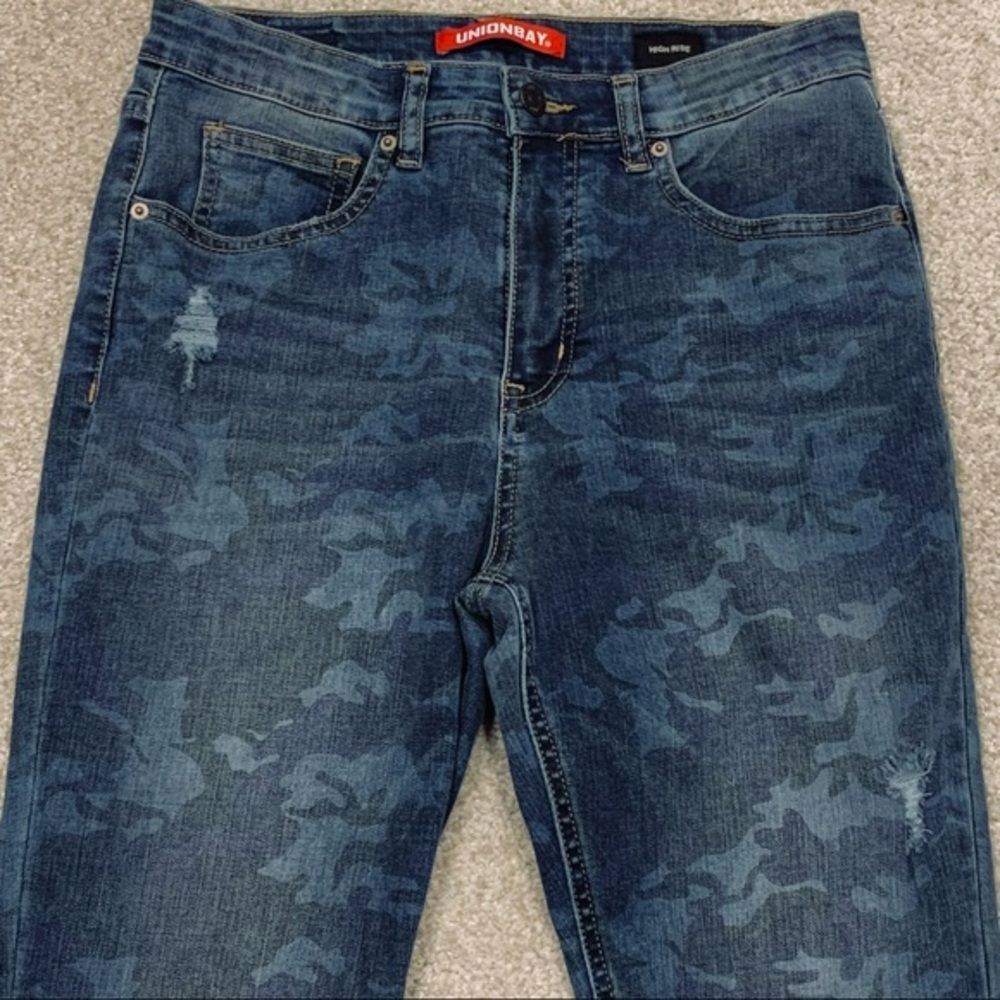 Unionbay High Rise Blue Camo Skinny Jeans 9 - Picture 4 of 16